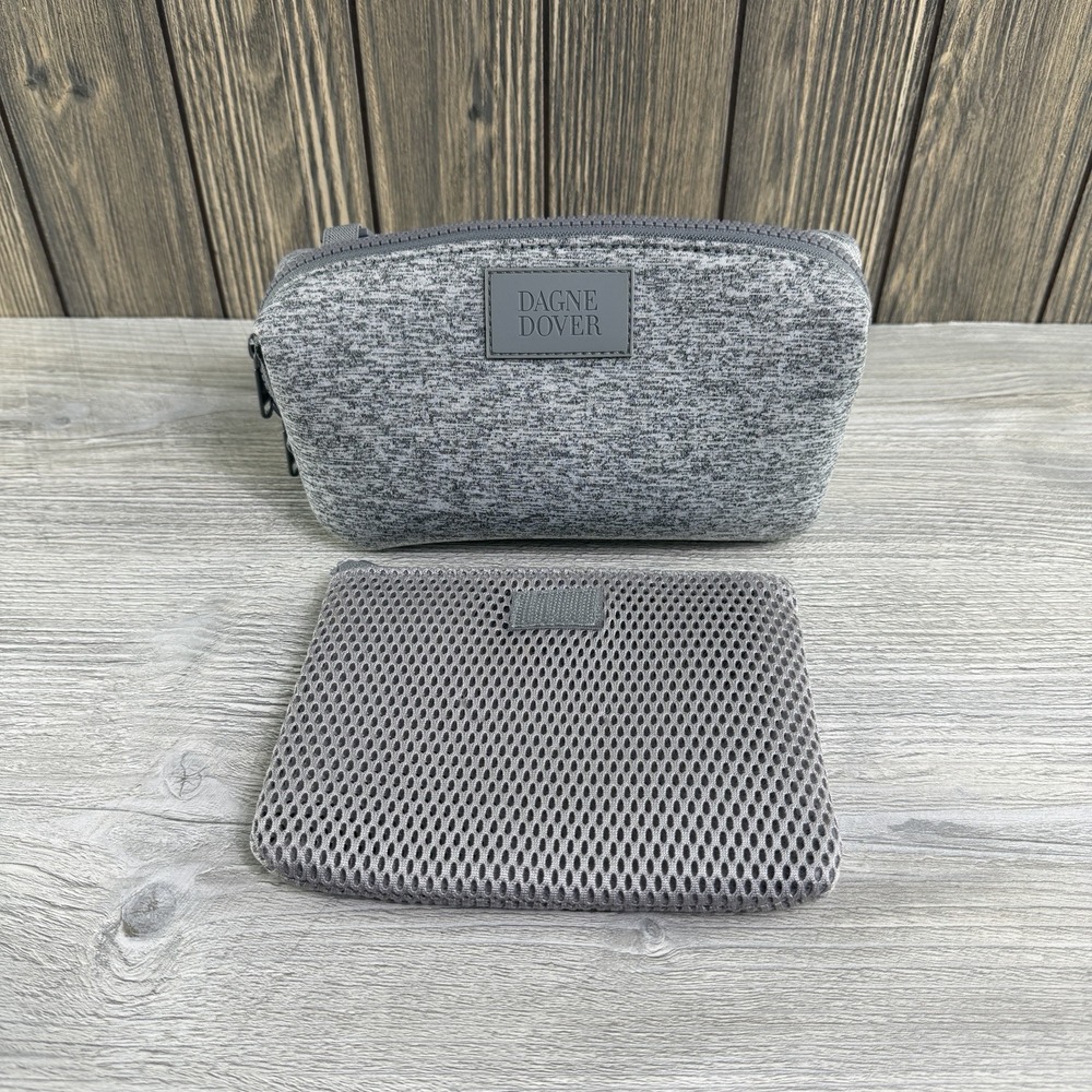 Dagne Dover Hunter Small Toiletry Bag Heather Gray Neoprene Travel Cosmetic